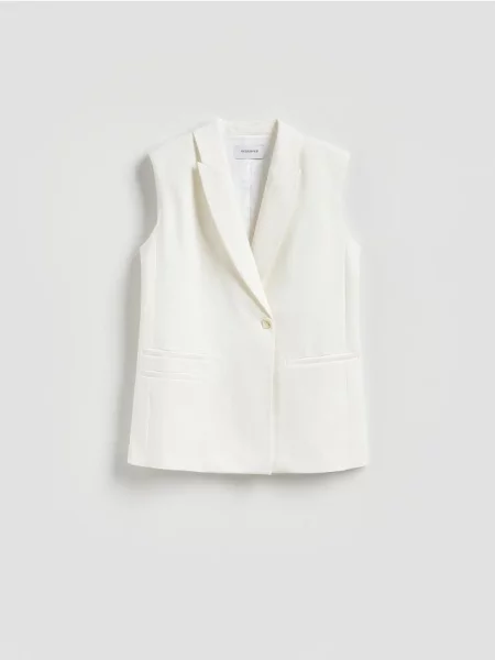 Reserved Garniturowa kamizelka oversize biały