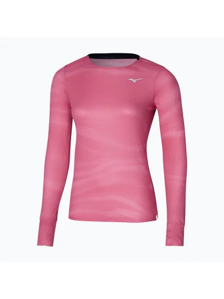 Дамска тениска за бягане с дълъг ръкав Mizuno Premium Aero Tee sangria sunset розово