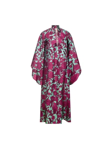 Lniana sukienka midi La Doublej do kolan garniturowa różowa