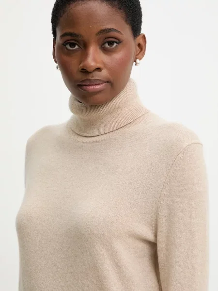 Светр з кашеміру United Colors of Benetton легкий гольф бежевий