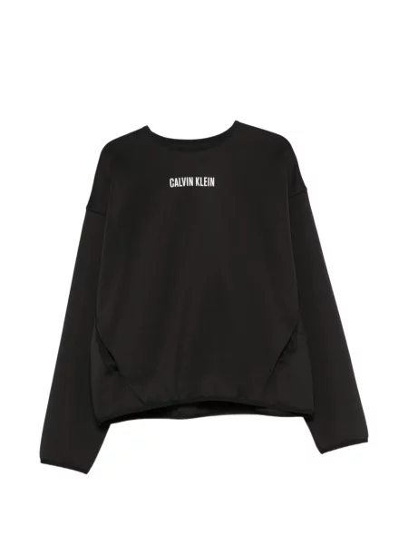 Hanorac crewneck Calvin Klein cu imagine cu decolteu rotund negru