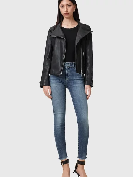 Дънки AllSaints MILLER с висока талия синьо