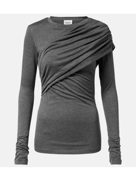 Top Marant Etoile din jerseu drapat gri