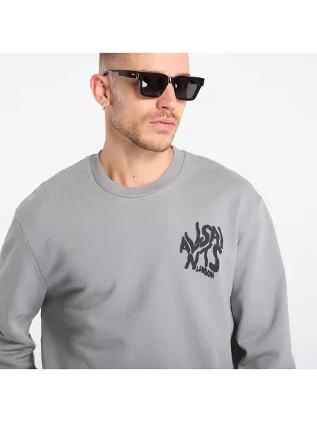 Суитшърт AllSaints Orlando Crew March Grey L черно