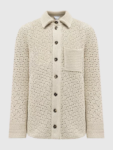 Ажурная рубашка Bottega Veneta бежевая