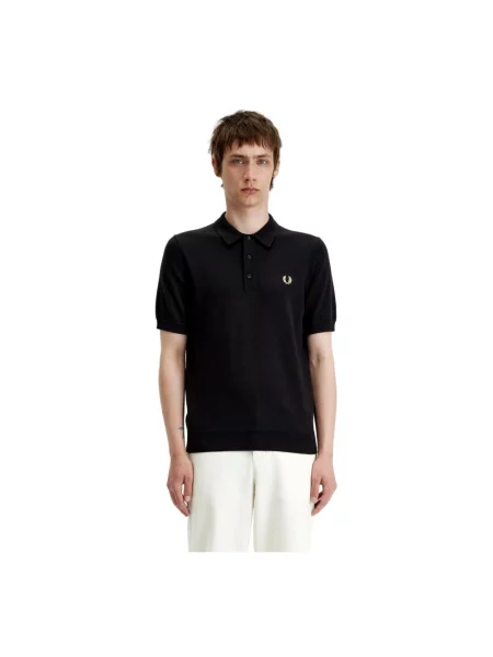 Fred Perry koszulka polo Mężczyźni zielony jednolity S czarne