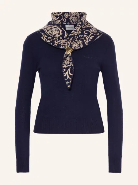 Claudie Pierlot Sweter Z Odpinanym Kołnierzem blau granatowy