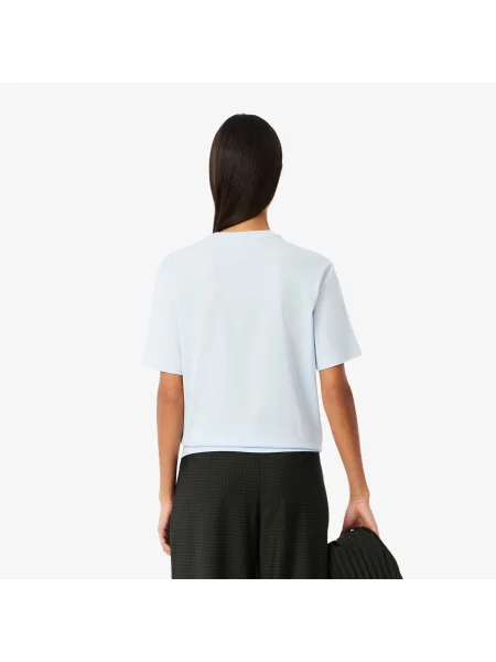 Lacoste T-Shirt Relaxed Fit Z Miekkiej Bawelny niebieska