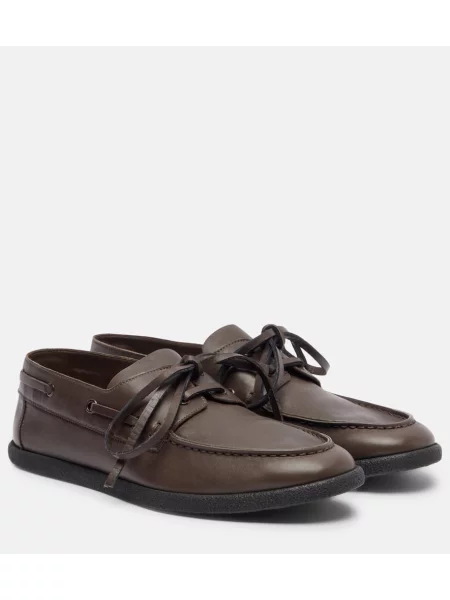 Kožené loafers The Row hnědé