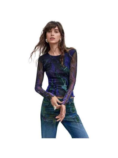 Tricou Desigual cu buline violet