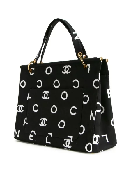 Prošívaná kabelka Chanel Pre-owned s autogramem černá