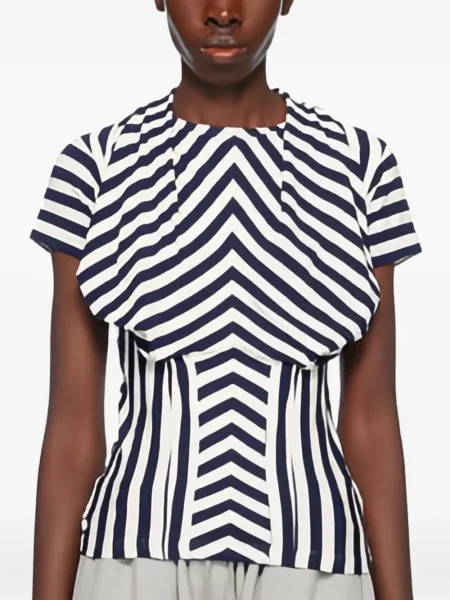 Top Pushbutton cu dungi alb