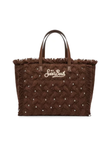 Shopperka Mc2 Saint Barth wełniana pleciona brązowa