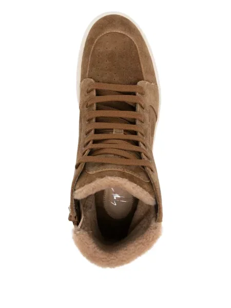 Sneakerși Giuseppe Zanotti cu șireturi din dantelă maro
