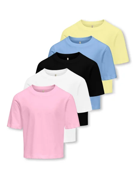 ONLY GIRLS Tricou KOGRex albastru regal / galben pastel / roz / negru alb