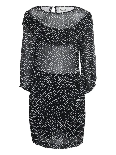 Rochie Ganni cu buline cu volane de costum negru