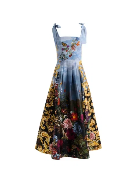 Rochie midi Alice + Olivia cu legături cu bretele albastru