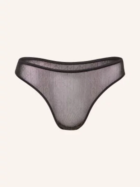 Calvin Klein Stringi Minimalist Emblem Z Kamyczkami Ozdobnymi schwarz czarne