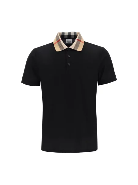 Koszulka polo Burberry z krótkim rękawem czarna