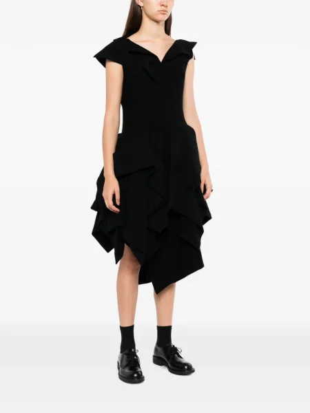 Rochie Yohji Yamamoto drapată de flanelă negru