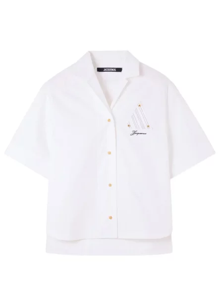 Scurt cămașă Jacquemus cu broderie alb