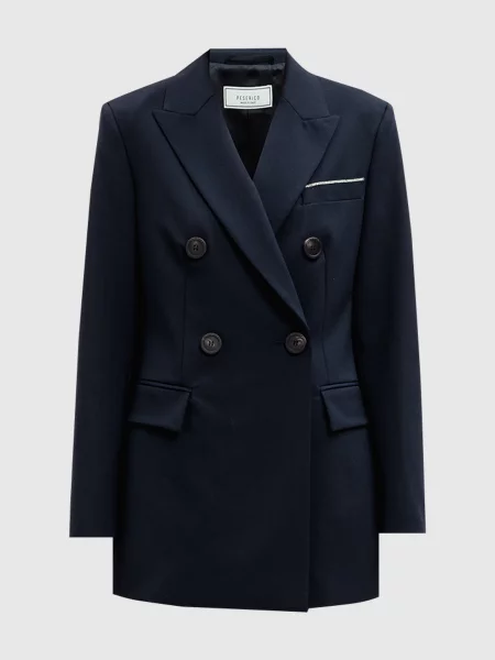 Жакет двобортний з вовною з ланцюжком моніль Peserico синій
