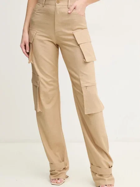 Simona Corsellini pantaloni verde drept high waist bej