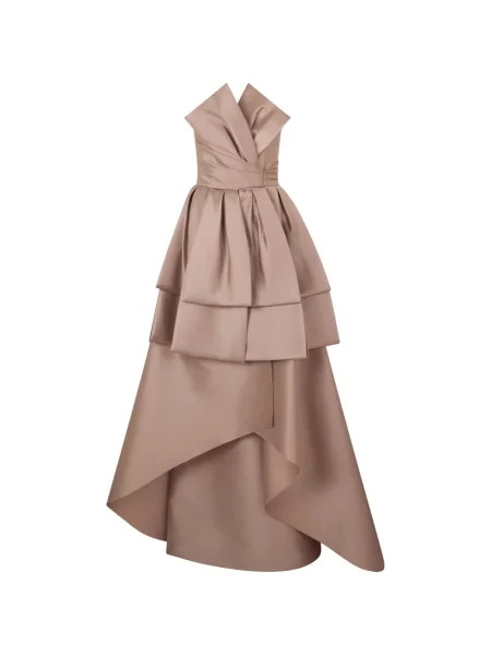 Rochie maxi Alberta Ferretti asimetrică maro