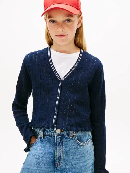 Tommy Hilfiger kardigan za djecu od pamuka plava