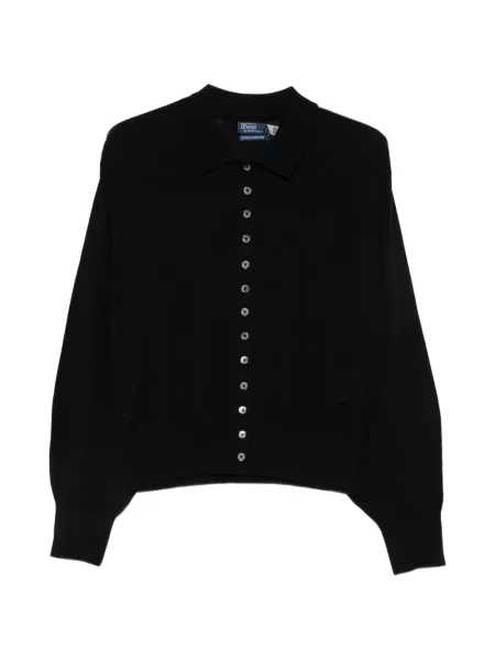 Tricou polo Polo Ralph Lauren din fleece cu autograf negru