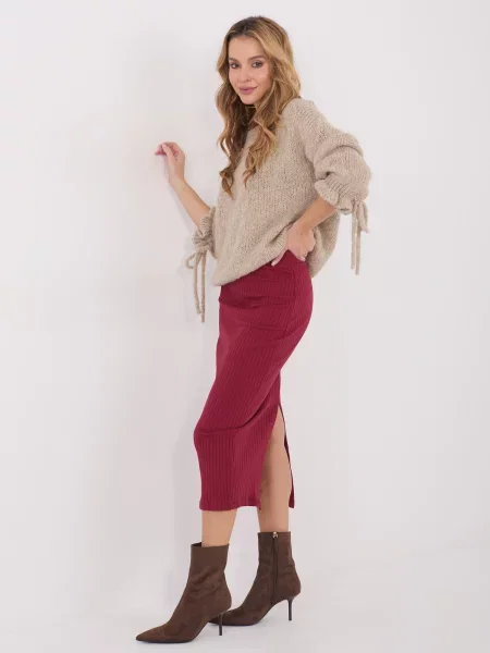 Spódnica midi Rue Paris do kolan brązowa