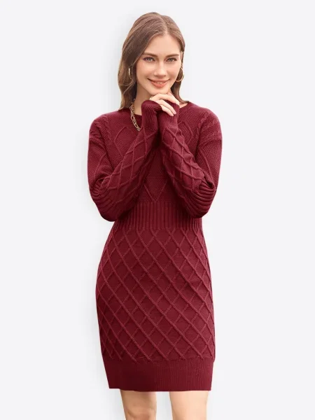 Imily Bela Rochie tricotat burgundy roșu