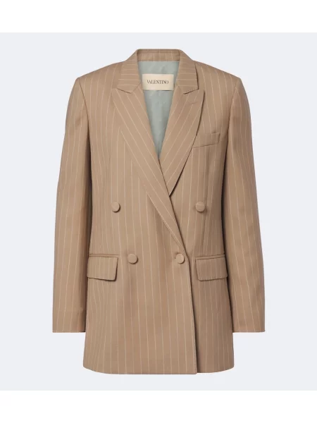 Sacou Valentino de lână cu două rânduri de nasturi bej