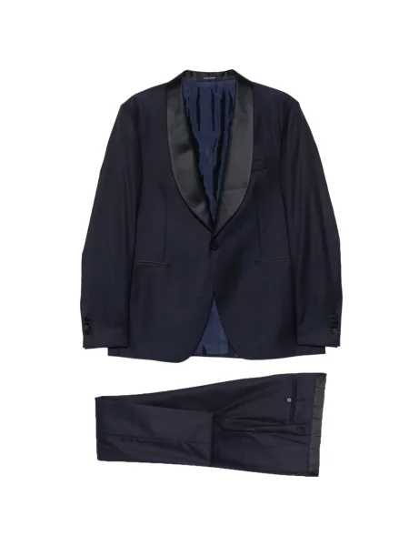 Costum Tagliatore din satin cu rever albastru