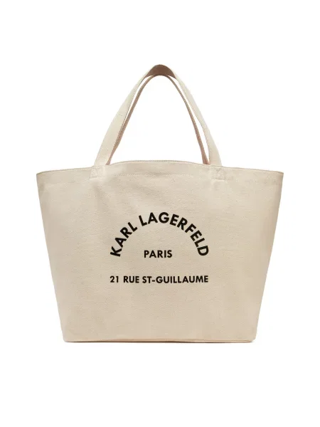 Karl Lagerfeld Μεγάλη τσάντα Rue St-Guillaume μπεζ μαύρο