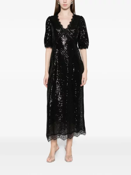 Rochie midi Rixo cu paiete din dantelă negru