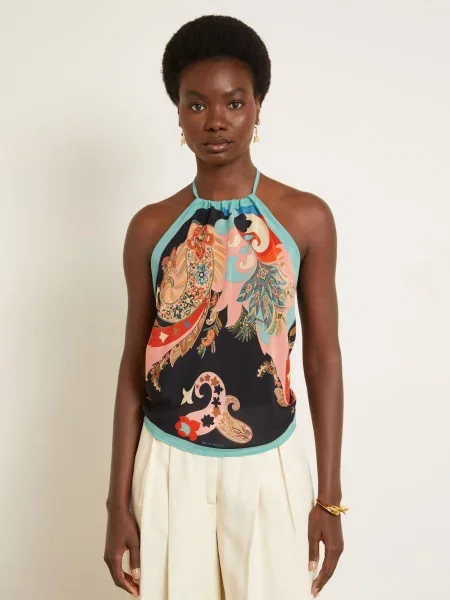 Jedwabny top Etro czarny