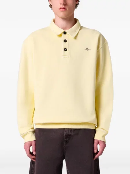 Gulerat tricou polo Msgm cu broderie galben