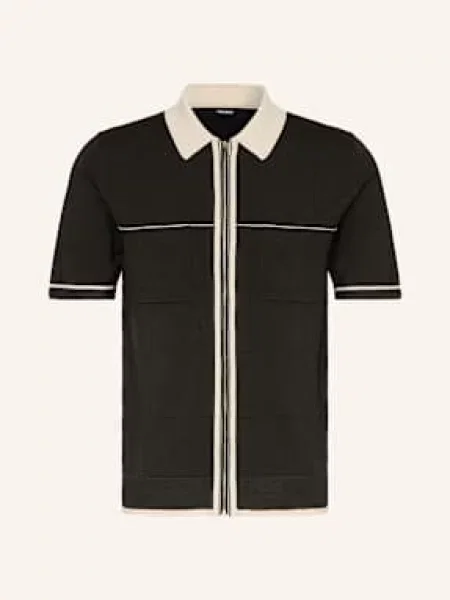 Reiss Úpletová Košile Baxter Slim Fit černá/ režná černá