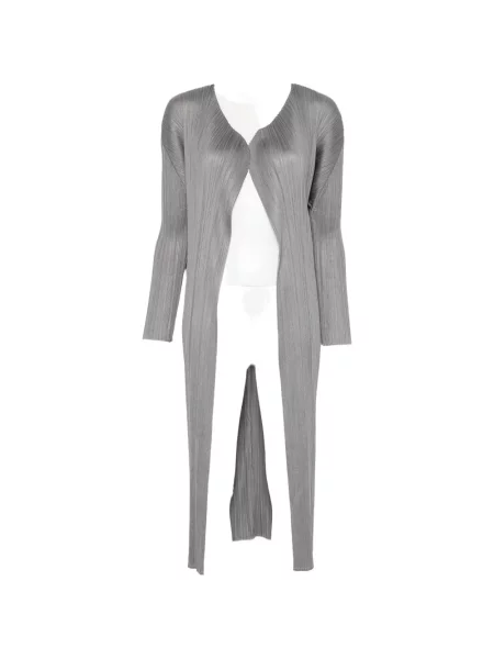 Μακρύς ζακέτα Pleats Please Issey Miyake γκρι