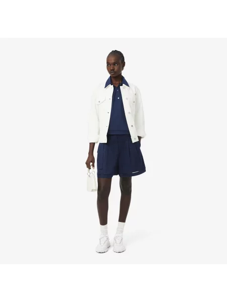 Lacoste Koszulka Polo Oversize Z Lejącego Diagonalu granatowa