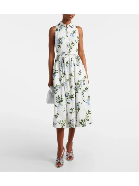 Cu centură rochie tip cămașă Emilia Wickstead cu model floral alb