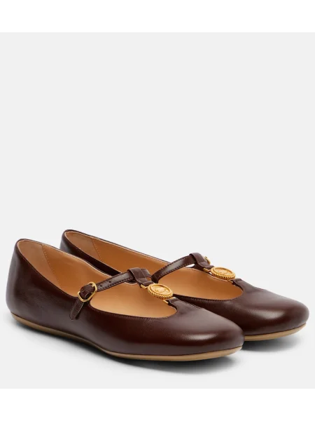 Balerini Chloé din piele maro