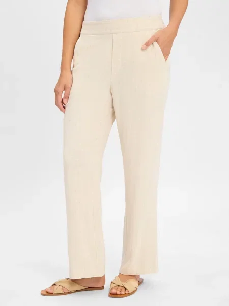 MbyM Spodnie z zawartością lnu Emmett-M Kobiety len marmurkowy M beżowy
