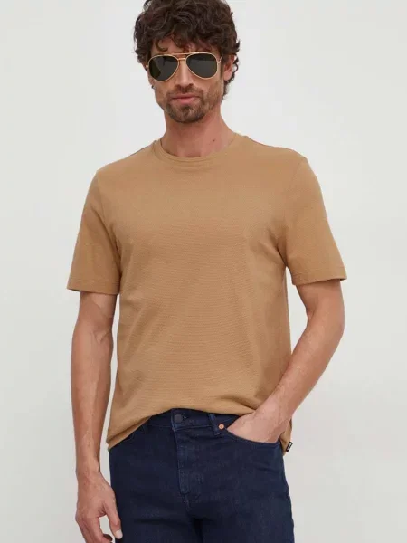 BOSS t-shirt ανδρικό με Tiburt μπεζ