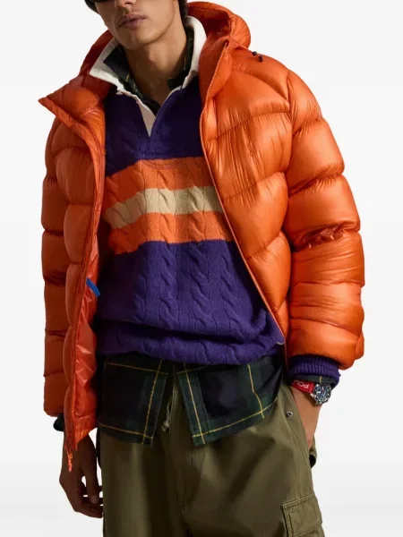 Portofel Polo Ralph Lauren din piele cu dungi cu glugă verde