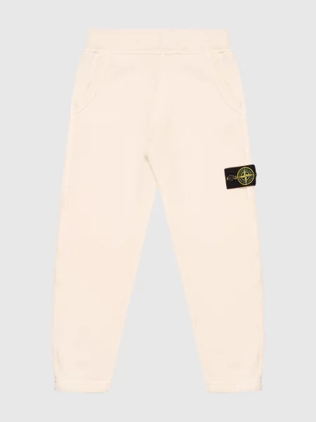 Дитячі джогери з патчем логотипа Stone Island бежеві