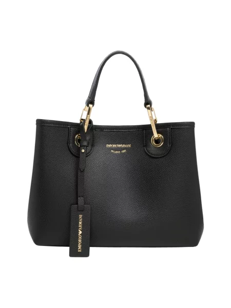 Torebka crossbody Emporio Armani z magnetycznym zapięciem skórzana czarna