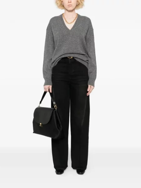 V-nyakú szvetter Jil Sander szürke