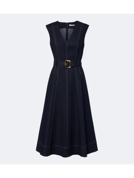 Cu centură rochie din denim Veronica Beard albastru